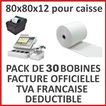 Rouleau Papier THERMIQUE pour imprimante Ticket 80x80x12